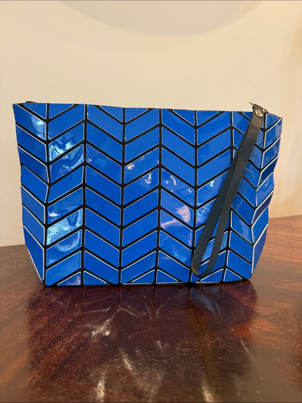 Emilio Pepe Blue Geometric Wristlet Clutch